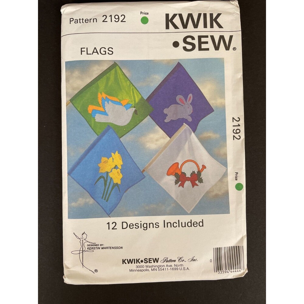 Kwik Sew 12 Flag Designs with Seasonal Appliques Pattern 2192 - FACTORY SEALED